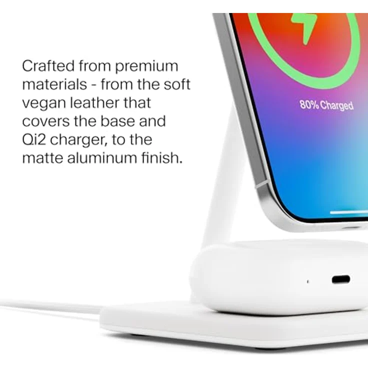 TwelveSouth HiRise 2 Deluxe (Qi2), 2-in-1 Wireless Charger mit 15W MagSafe, Weiss – Bild 5