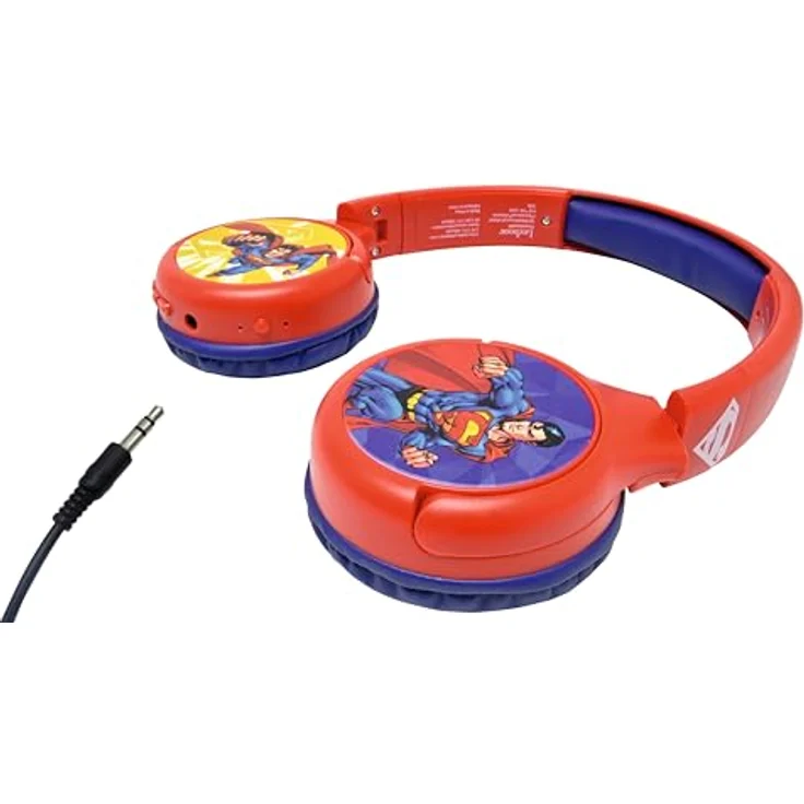 Lexibook Superman HPBT010SU, Bluetooth-Kopfhörer in rot/blau, 2-in-1 mit Lautstärkebegrenzung und integriertem Mikrofon – Bild 3