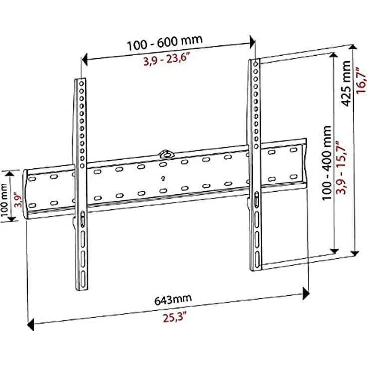 Bravo Quadro 2, TV-Halterung für 152,4 cm (60") Bildschirm, maximale VESA-Halterung 600 x 400 mm, Schwarz – Bild 3