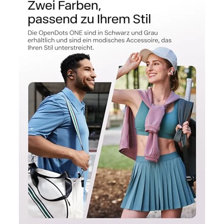 Shokz OpenDots, Kabellose Kopfhörer mit 40 h Akkulaufzeit und IP54 Spritzwasserschutz, Grau – Bild 8