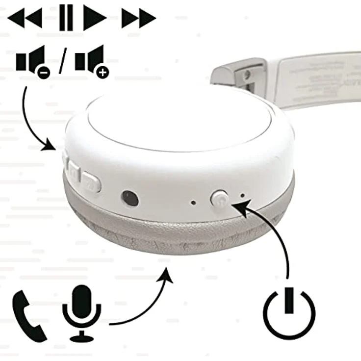Lexibook HPBT010S Acoustix 2-in-1-Bluetooth-Kopfhörer-Stereo Wireless Wired, faltbar, verstellbar, blau Weiß/Silber, Einheitsgröße – Bild 3