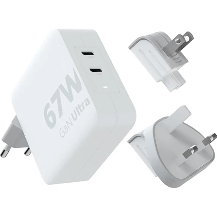 Xtorm Reise-Ladegerät GaN Ultra 67W 2x USB-C Power Delivery mit 2m Kabel, Weiß – Bild 2