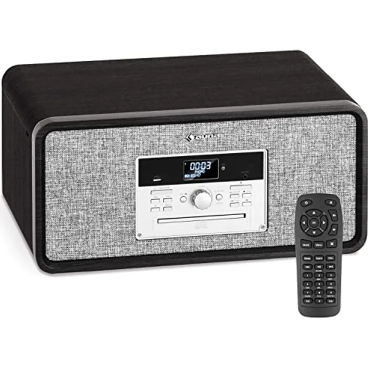 Auna Bella Plattenspieler, Riemenantrieb mit Bluetooth, CD, Radio und USB Aufnahmefunktion, elegant schwarz