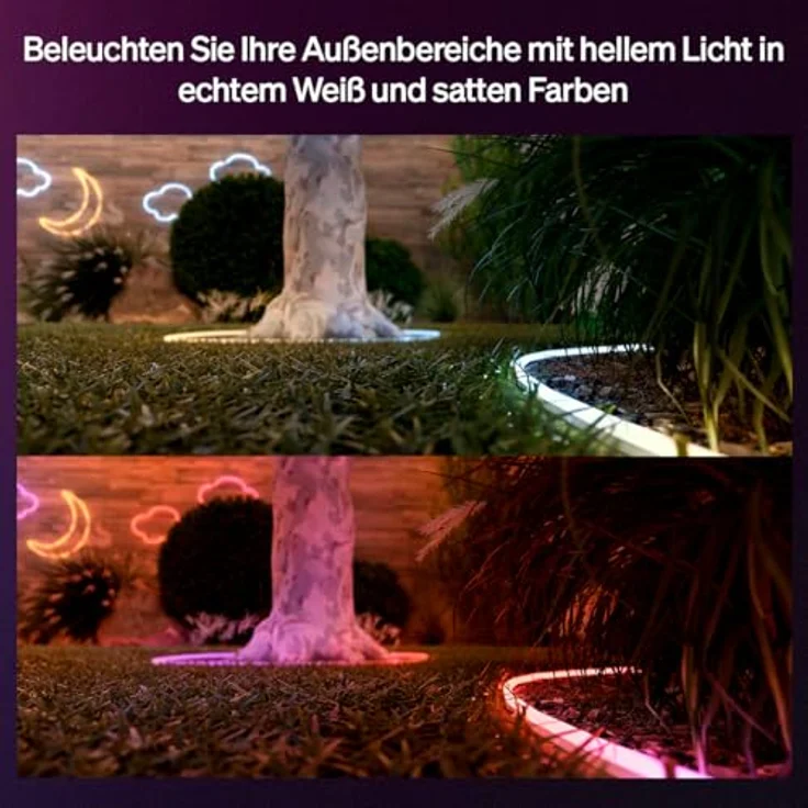 Philips Hue Neon Outdoor, 10-Meter Mehrfarbiger LED-Lightstrip mit 1100 lm, Wetterfest, Flexible Außenbeleuchtung, Chromasync™-Farbmischung, App- und Sprachsteuerung – Bild 4