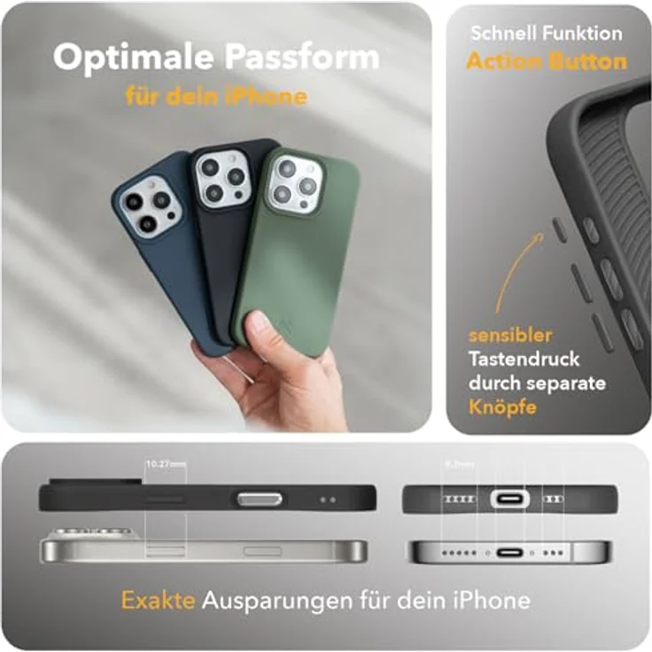 Woodcessories BioCase - Magnetische Handyhülle für iPhone 16 Pro kompatibel mit MagSafe, schwarz - Nachhaltig aus Pflanzen – Bild 3