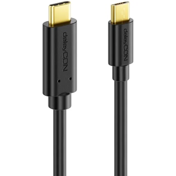 deleyCON 0,5m USB C auf Micro USB Ladekabel & Datenkabel - Schwarzes Kabel für sicheres Aufladen und Datentransfer – Bild 3