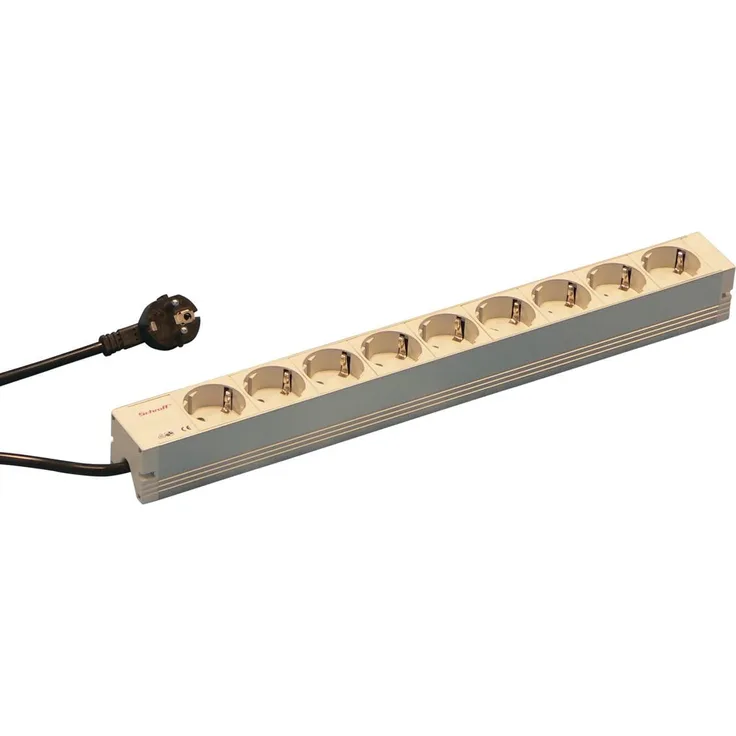 Schroff Steckdosenleiste Schutzkontakt 9-WAY 438.5L, 9 Steckereinsätze, 2 m