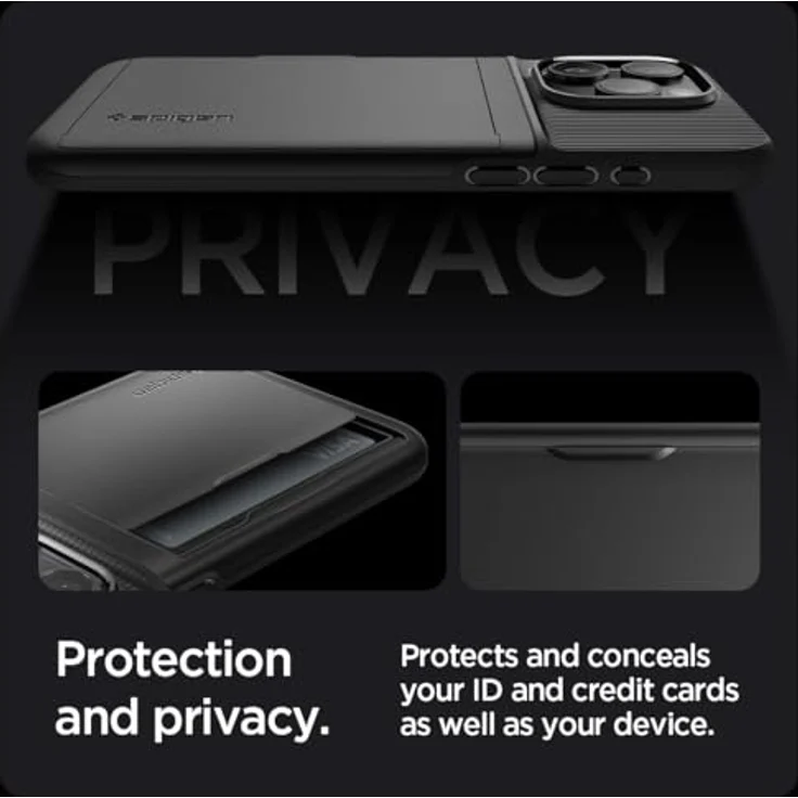 Spigen Slim Armor CS Hülle - iPhone 15 Pro Kompatibel, Schwarz, Eingebautes Kartenfach, Doppelschichtige Schutzhülle, Air Cushion Technologie – Bild 4