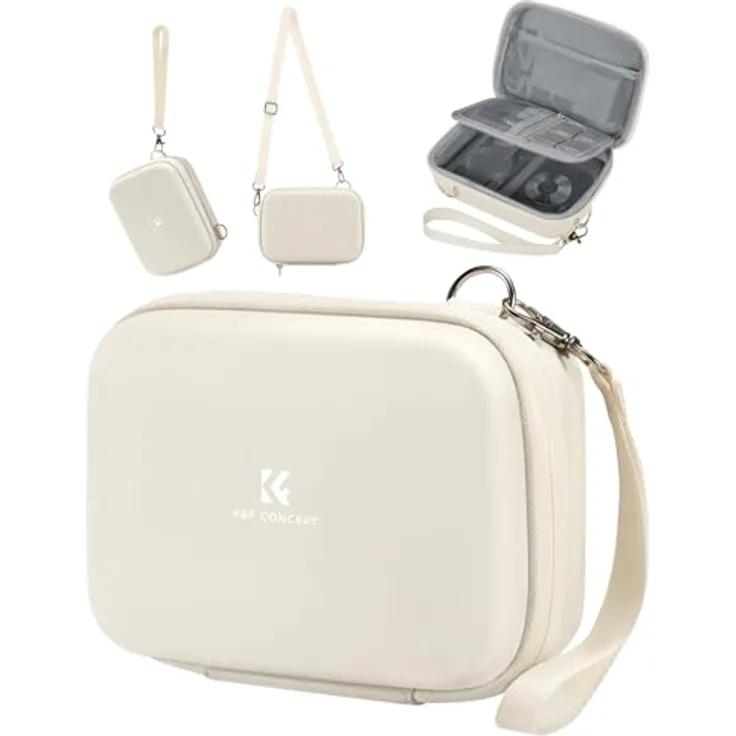 K&F CONCEPT Digitalkamera Tasche Kleine, EVA-Hartschalendesign, wasserdicht, Beige