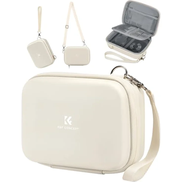 K&F CONCEPT Digitalkamera Tasche Kleine, EVA-Hartschalendesign, wasserdicht, Beige – Bild 1