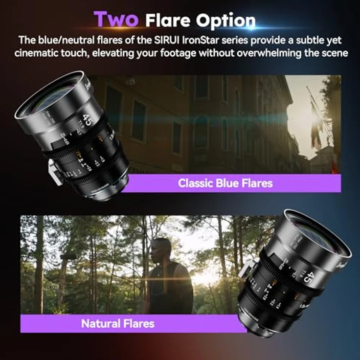 SIRUI IronStar T1.9 1.5X Anamorphotisches Cine-Objektiv, 45mm Kinoobjektiv mit PL-Mount und austauschbarem EF-Mount, manuellem Fokus, Neutral Flare – Bild 5
