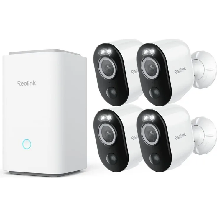 Reolink Home Hub mit 4 Argus 3 Ultra, Smart Home Zentrale mit HD Kamera und Nachtsicht