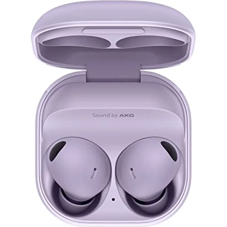 Samsung Galaxy Buds2 Pro kabellose Bluetooth-Kopfhörer, True Wireless, Geräuschunterdrückung, Lade-Etui, Klangqualität, Wasserabweisend, Bora Purple inkl. Nukin Clear Case[Exklusiv bei Amazon]