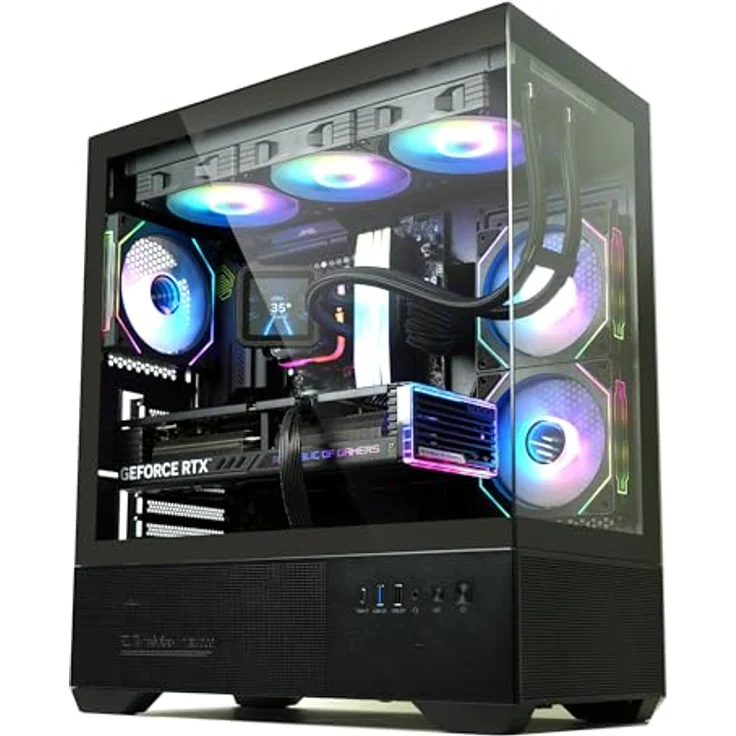 Zalman Chronix Black, ATX/Mini-ITX/mATX PC Gehäuse mit gehärteten Glasplatten und RGB-Lüftern, Schwarz – Bild 1