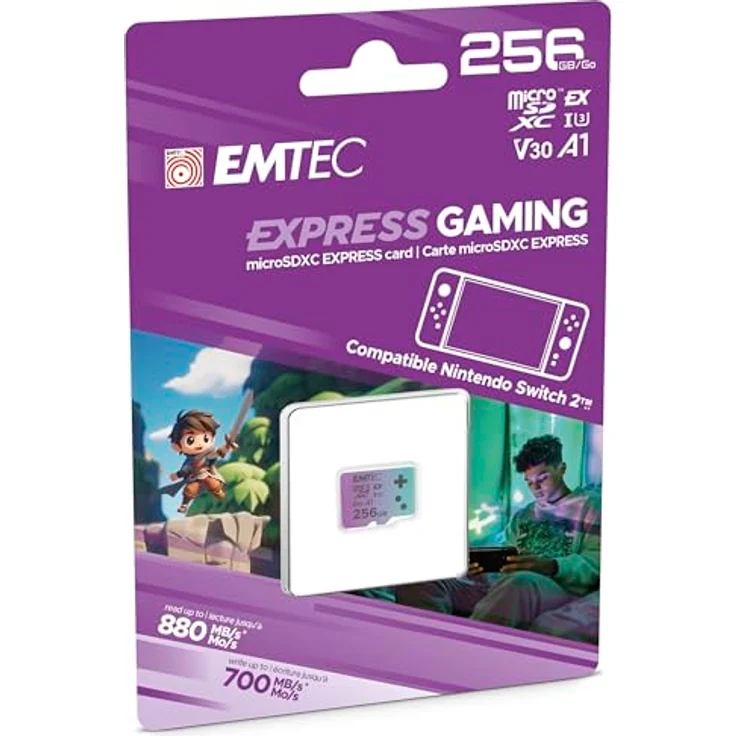 Emtec mSD 256GB UHS-I U3 V30 A1 EXPRESS, Hochleistungs-microSD-Karte für 4K-Videoaufnahmen und Spiele, Mehrfarbig – Bild 2