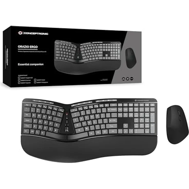 Conceptronic ORAZIO02US Ergo Kabelloses ergonomisches Tastatur- und Maus-Set, QWERTY EN (US) mit geteiltem Tastaturlayout und integriertem Scrollrad - Preisvergleich – Bild 5