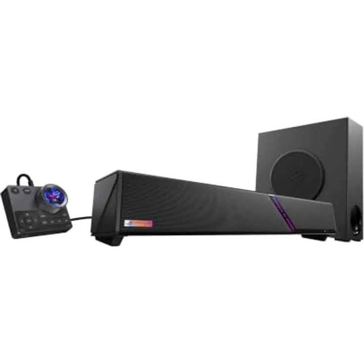 ASUS ROG Gjallar Gaming Soundbar, 2.1.2-Kanal mit kabellosem Subwoofer und Dolby Atmos®, Schwarz