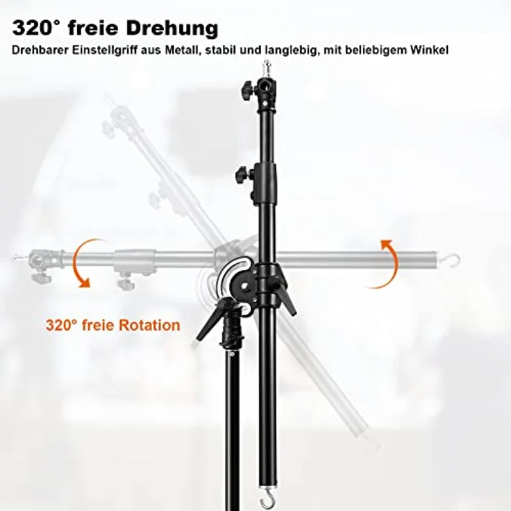 SOONPHO Auslegerarm Pro Galgen mit Gegengewicht 83-158cm, rostfreier Stahl, 1/4" 3/8" Schraube, schwarz für C-Stand Lichtstative – Bild 5