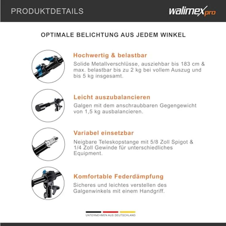 walimex pro Galgen mit Gegengewicht, 100-170cm – Bild 7