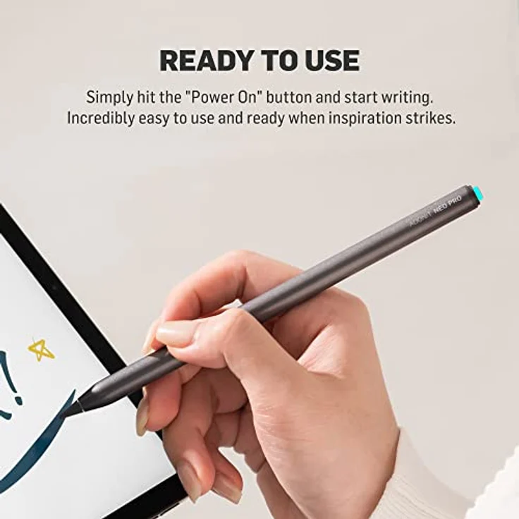 adonit Neo Pro Stylus Apple iPad Eingabestift mit magnetischer Befestigung [Kabelloses Laden am iPad, Extra Lange Akkulaufzeit, Handflächen-Erkennung, Austauschbare dünne Spitze] Space grau – Bild 4