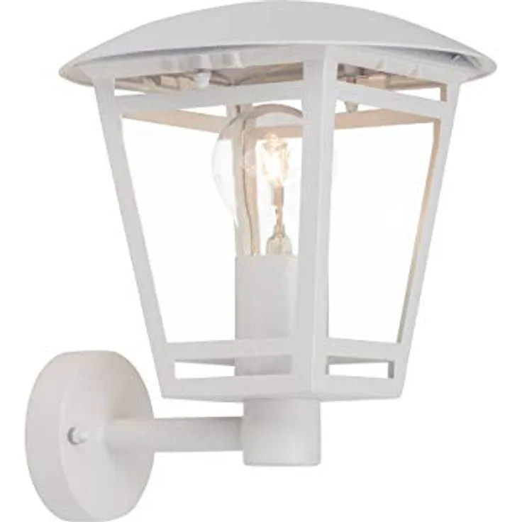 BRILLIANT Lampe Riley Außenwandleuchte stehend weiß | 1x A60, E27, 40W, geeignet für Normallampen (nicht enthalten) | IP-Schutzart: 44 - spritzwassergeschützt