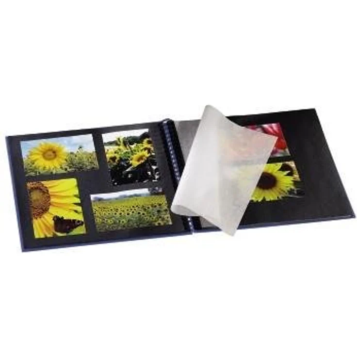 Hama Jumbo Fotoalbum, 36 x 32 cm, 50 schwarze Seiten, 25 Blatt, mit Ausschnitt für Bildeinschub, Fotobuch blau – Bild 5