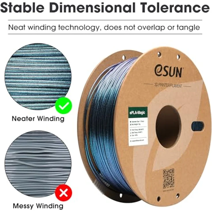 eSUN ePLA-Magic Glitter PLA Filament 1.75mm, Dunkel Glänzendes Blau, maßgenauigkeit +/- 0.05mm, 1KG Spule für 3D Drucker – Bild 2