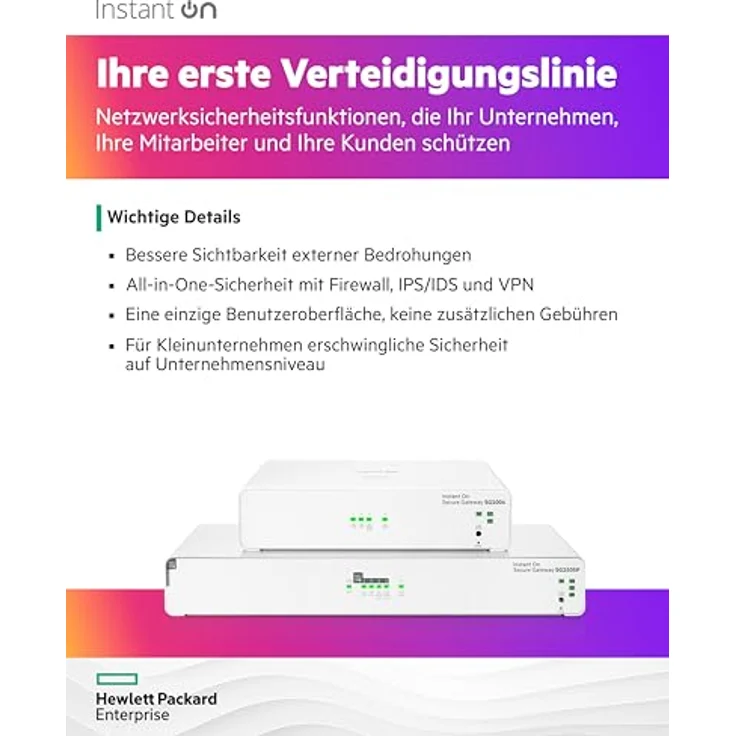 HPE Networking Instant On Secure Gateway SG2505P, 5-Port 2,5G Smart-Managed Gateway mit PoE, 2x 2,5G Base-T, 3x 1G Base-T, 64W PoE Klasse 4, EU-Kabel – Bild 4