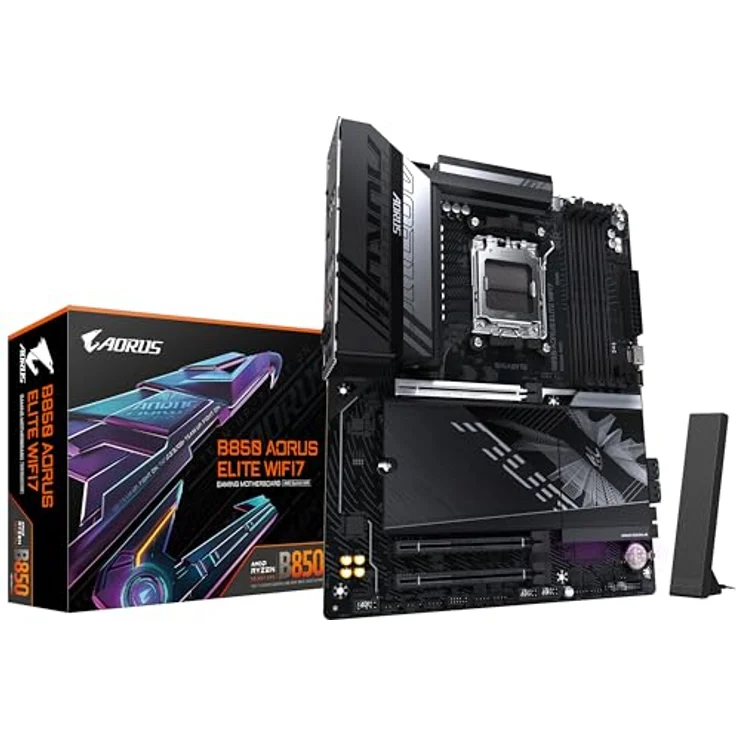 Gigabyte B850 AORUS Elite WIFI7 Motherboard - AMD Ryzen 9000 Serie CPUs, 14+2+2 Phasen digitales VRM, bis zu 8200MHz DDR5 (OC), 1xPCIe 5.0 + 2xPCIe 4.0 M.2, 2,5 LAN, WiFi 7, USB 3.2 Gen 2x2 - Schwarz – Bild 1