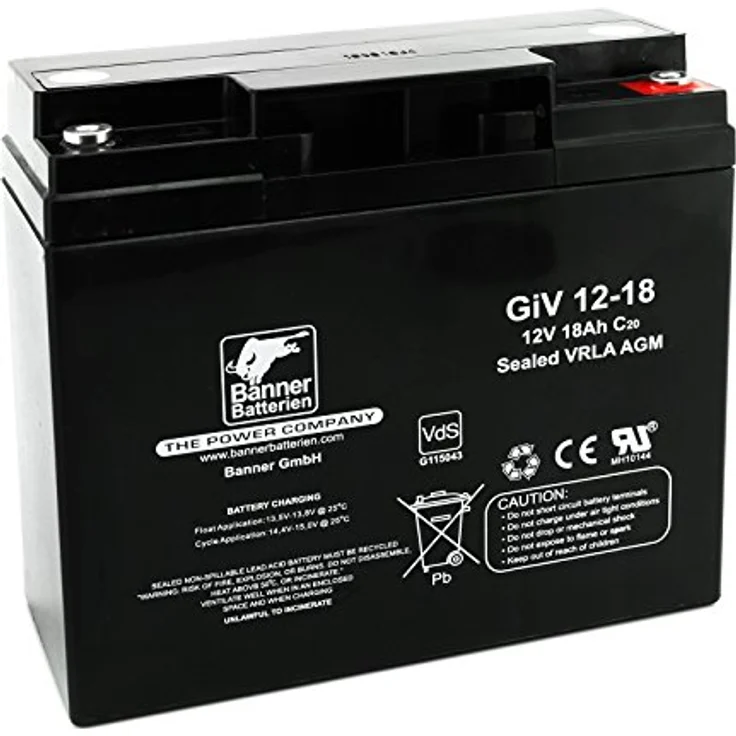 Banner Batterie Stand by Bull 12 Volt 18 Ah GIV 12-18, wartungsfreie Bleibatterie mit Vlies-Technologie für Hochstrom- und Langzeitbelastungen – Bild 1