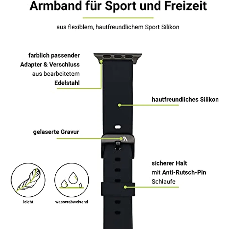 Artwizz WatchBand Silicone for Apple Watch 42/44mm (Black) (4736-2959) – Bild 2