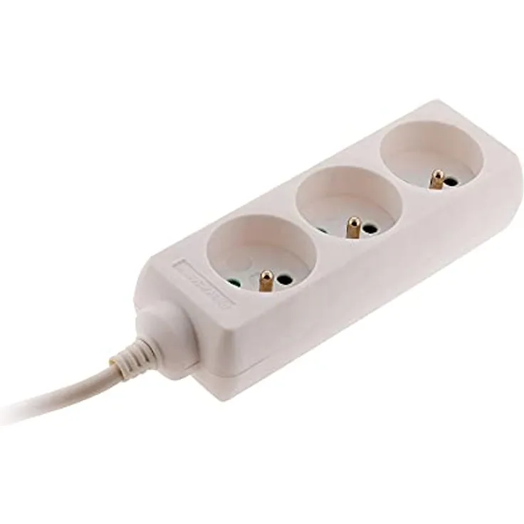 Bloc 3 prises + fiche extra plate blanc 1m