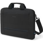 Dicota Notebooktasche Slim Case TWO für Laptops bis 16 Zoll, umweltfreundliches 300D rPET Polyester, schwarz, mit Dokumentenfach und Trolley-Band