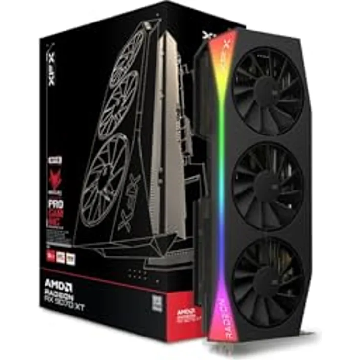 XFX Mercury AMD Radeon RX 9070XT OC Gaming Edition mit RGB 16GB GDDR6, HDMI 3xDP, AMD RDNA™ 4 (RX-97TRGBBB9)