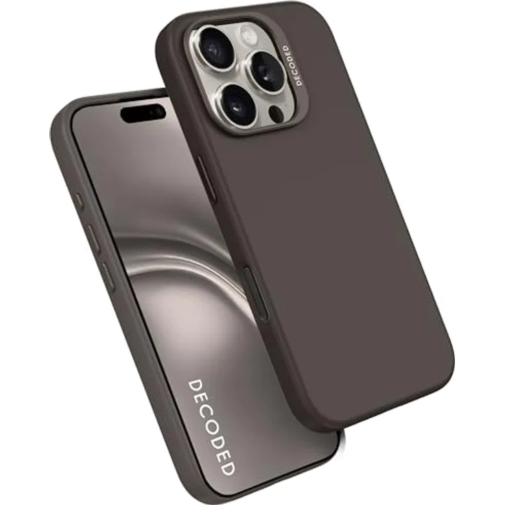 DECODED Smartphone-Hülle AntiMicrobial Silicone Backcover für iPhone 16 Pro, mit schlagfestem Polycarbonat, MagSafe-kompatibel, schwarz – Bild 1