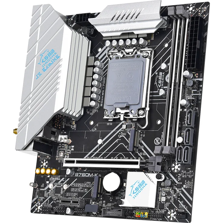 Douself JINGSHA LGA 1700 Intel GEN12/13 Prozessoren Desktop-Motherboard - Bis zu 64 GB DDR4, RGB-Lichtschnittstellen, 4*SATA3.0, M.2 NVME, 1000 Mbit/s Ethernet, HDMI VGA, Schwarz