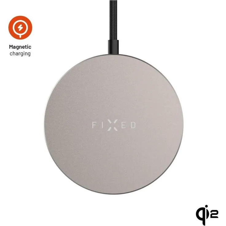 Fixed MagPad Slim Wireless Charger, Qi2-Unterstützung, MagSafe 15W, Grau