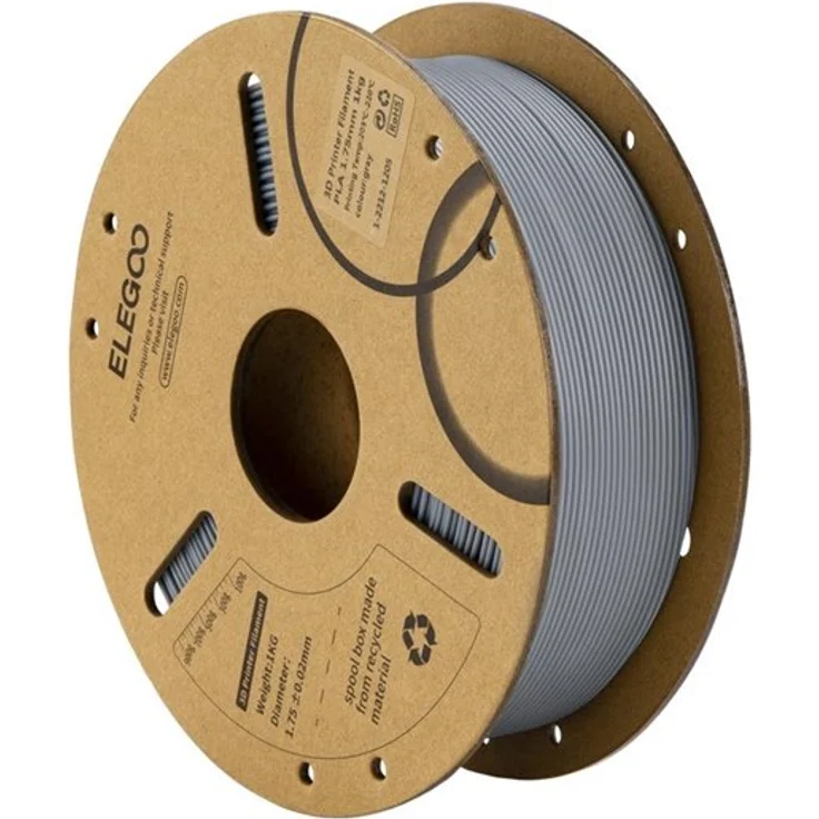 Elegoo PLA Filament - Grau, 1.75 mm Durchmesser, für FDM 3D-Drucker, hohe Druckqualität und starke Schichthaftung