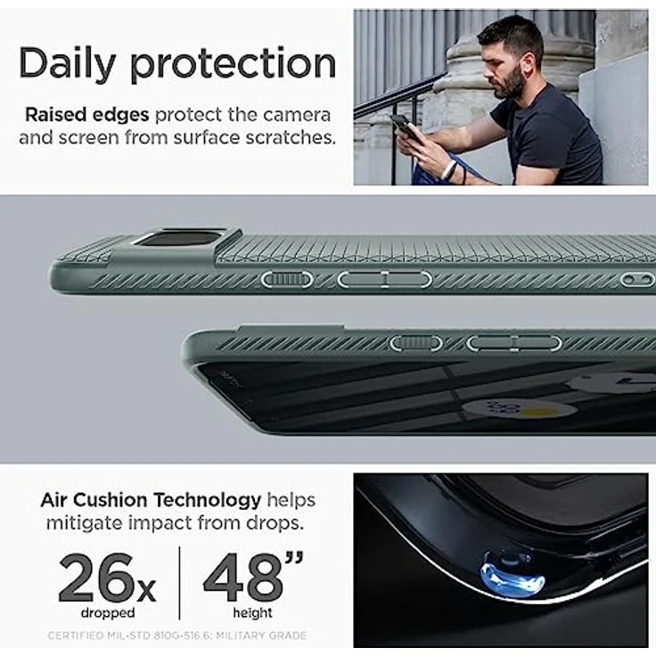 Spigen Liquid Air Hülle Kompatibel mit Google Pixel 8 Pro -Abyss Green Gemustertes TPU mit Eckschutz und Spider Web - Handyhülle – Bild 4