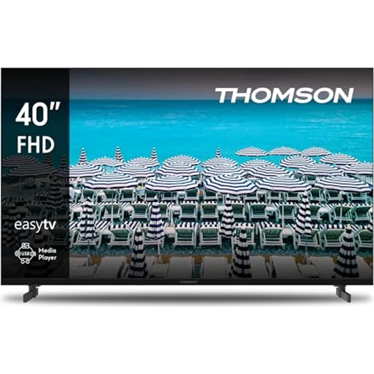 Thomson 40 Zoll (101 cm) Easy TV Full HD LED Fernseher 40FD2S13 - 2023, Triple-Tuner, rahmenloses Design, beleuchtete Fernbedienung, 3-jährige Garantie