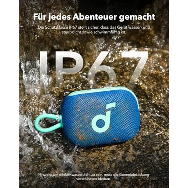 soundcore Select 4 Go Bluetooth Lautsprecher, ultraportabel, bis zu 20h Wiedergabe, IP67 Wasser- und Staubschutz, schwimmfähig, kraftvoller Sound, für drinnen und draußen, Wandern und Radfahren – Bild 4