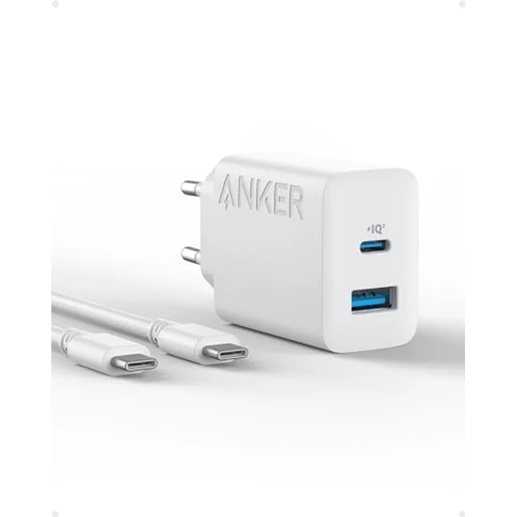 Anker 20W USB C Ladegerät, iPad Netzteil mit 150cm Kabel, USB-Schnellladenetzteil, dual-port, kompatibel mit iPhone 17/16/15 Series – Bild 1