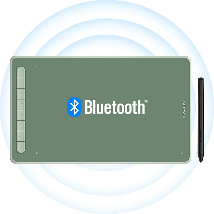 XP-Pen Deco LW 10 x 6 Zoll Grafiktablett mit Bluetooth, 8 Schnelltasten, X3 Elite Stift (Grün)