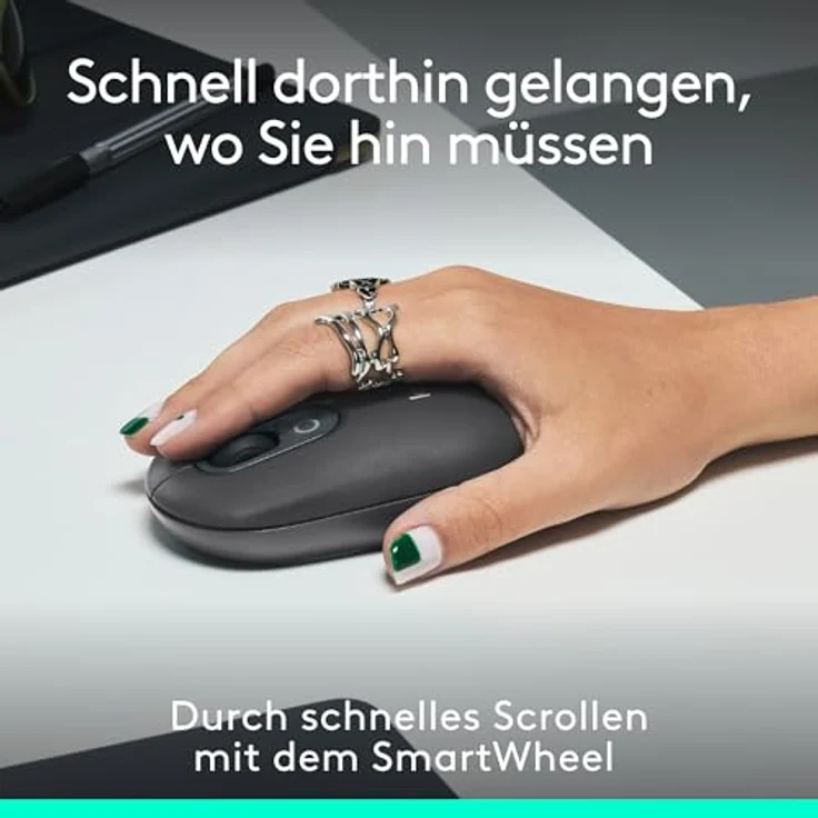 Logitech POP Mouse, kabellose Bluetooth-Maus mit programmierbaren Tasten und leisen Klicks, Easy-Switch für bis zu 3 Geräte – Grafit – Bild 3