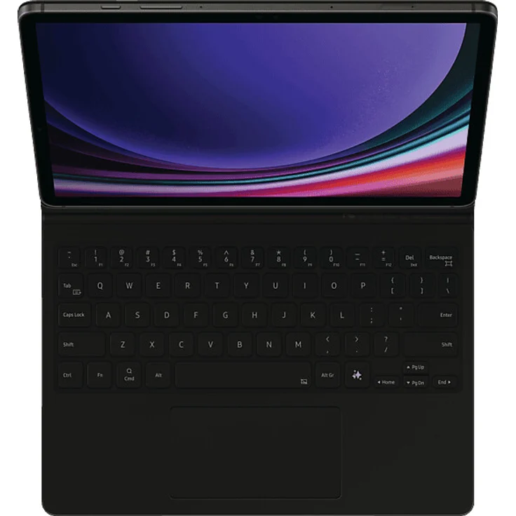 Samsung EF-DX725 Book Cover Keyboard für Galaxy Tab S9 | S9 FE, AI Key, Pogo Pin, Plug & Play, Flaches Design, Schwarz (DE) – Bild 1