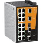 Weidmüller Netzwerk-Switch IE-SW-PL18M-2GC-16TX, 20 Ports, Hutschiene, 10/100Mbps, blau