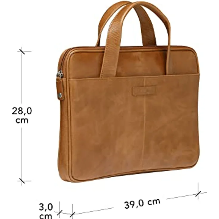 dbramante1928 - Silkeborg Laptoptasche für Damen & Herren 13 Zoll - Tasche mit zwei strukturierten Ledergriffen - Aus robustem, hochwertigem Vollnarbenleder - Golden Tan N.E. (2nd Gen) – Bild 2