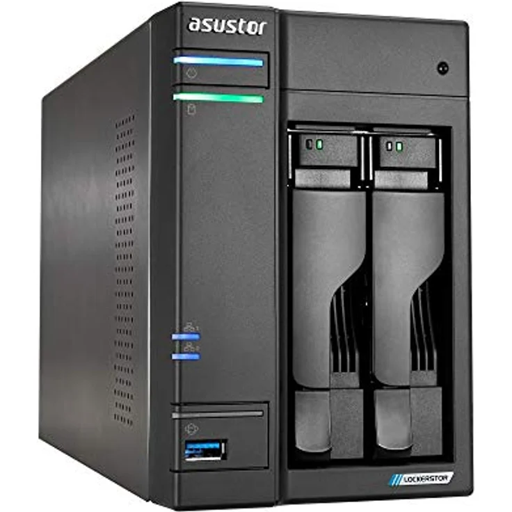 Asustor Lockerstor 2 Gen 2 AS6702T | 2 Bay NAS - Netzwerkspeicher Gehäuse, Quad Core 2.0GHz CPU, 4 M.2 PCIe 3.0 ssd Slot, 2 2.5GbE Port, 4GB RAM DDR4 – Bild 1