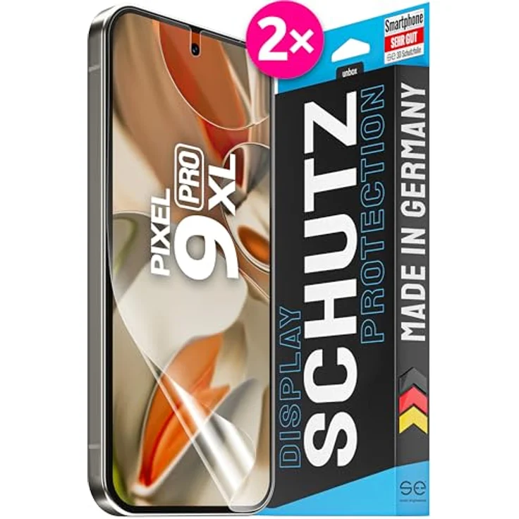 smart engineered 2X se® 3D SCHUTZFOLIE Transparent für Google Pixel 9 Pro XL, selbstheilend, 100% Fingerabdruck & FaceID kompatibel, blasenfreie Installation, ultra-klar, stoß- und kratzfest, made in Germany – Bild 1