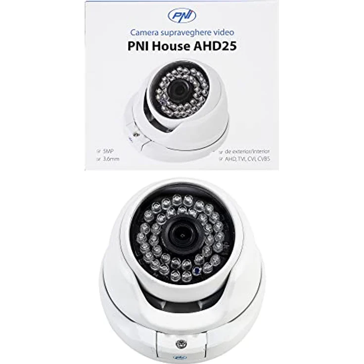 PNI Videoüberwachungskamera House AHD25 5 MP, Kuppel, 3,6-mm-Objektiv, 36 IR-LEDs, Außen- oder Innenbereich, IP66 – Bild 2